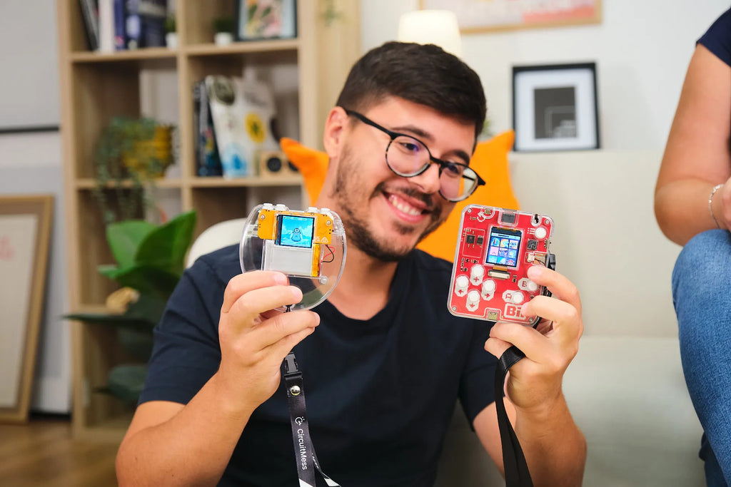 Man playing with CircuitMess Codee 2.0